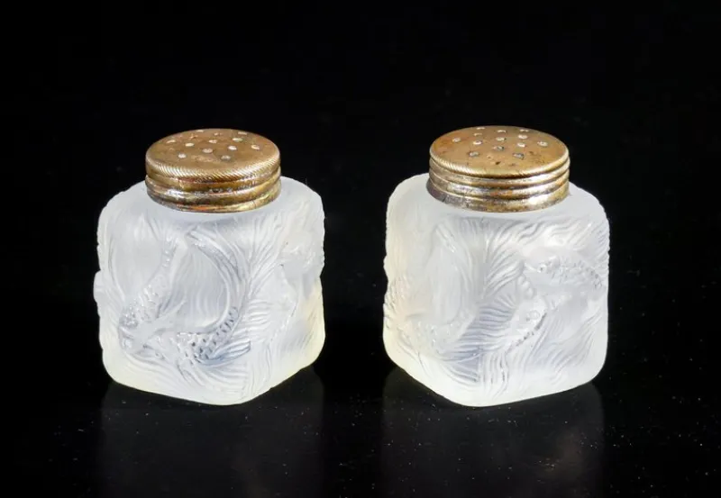 Pamono Glass Salt or Pepper Shaker in the style of Lalique> Salt & Pepper Shakers