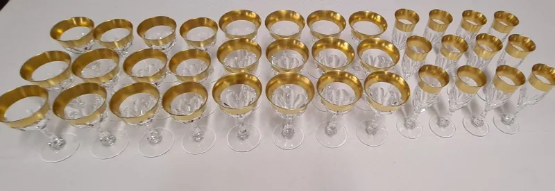 Pamono Glass Set in Crystal and Pure Gold by Barthmann, Set of 36> Glassware