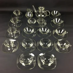 Pamono Glass Tea Service by Heinrich Löffelhardt for Schott & Gen. Mainz, 1955, Set of 17> Coffee & Tea Service