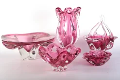 Sale Pamono Glass Vase and Bowl by Josef Hospodka for Sklarny Chribska, Czech, 1960s, Set of 5