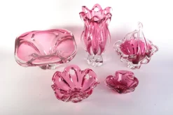 Sale Pamono Glass Vase and Bowl by Josef Hospodka for Sklarny Chribska, Czech, 1960s, Set of 5