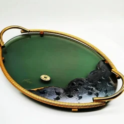 Pamono Glasses and Tray in Murano Glass with Hand-Decorated 24 Karat Gold Finishes from GN Murano, 1970s, Set of 7><noscript><img width=