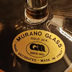 Pamono Glasses and Tray in Murano Glass with Hand-Decorated 24 Karat Gold Finishes from GN Murano, 1970s, Set of 7><noscript><img width=