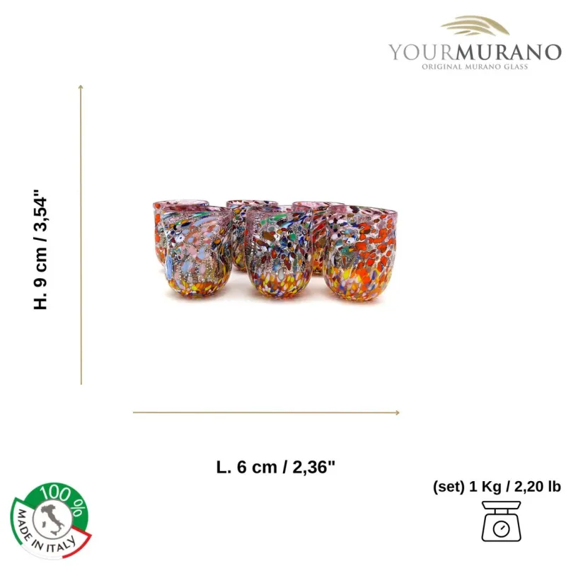 Discount Pamono Glasses in Pink Murano Glass from YourMurano, Set of 6