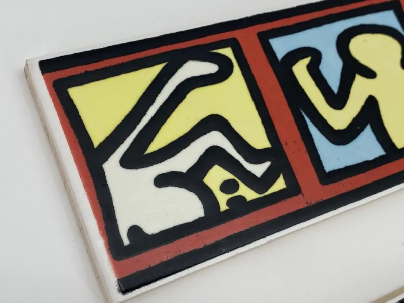Outlet Pamono Glazed Ceramic Border Tiles by Keith Haring for Iga-Bordure Amerique, Set of 72