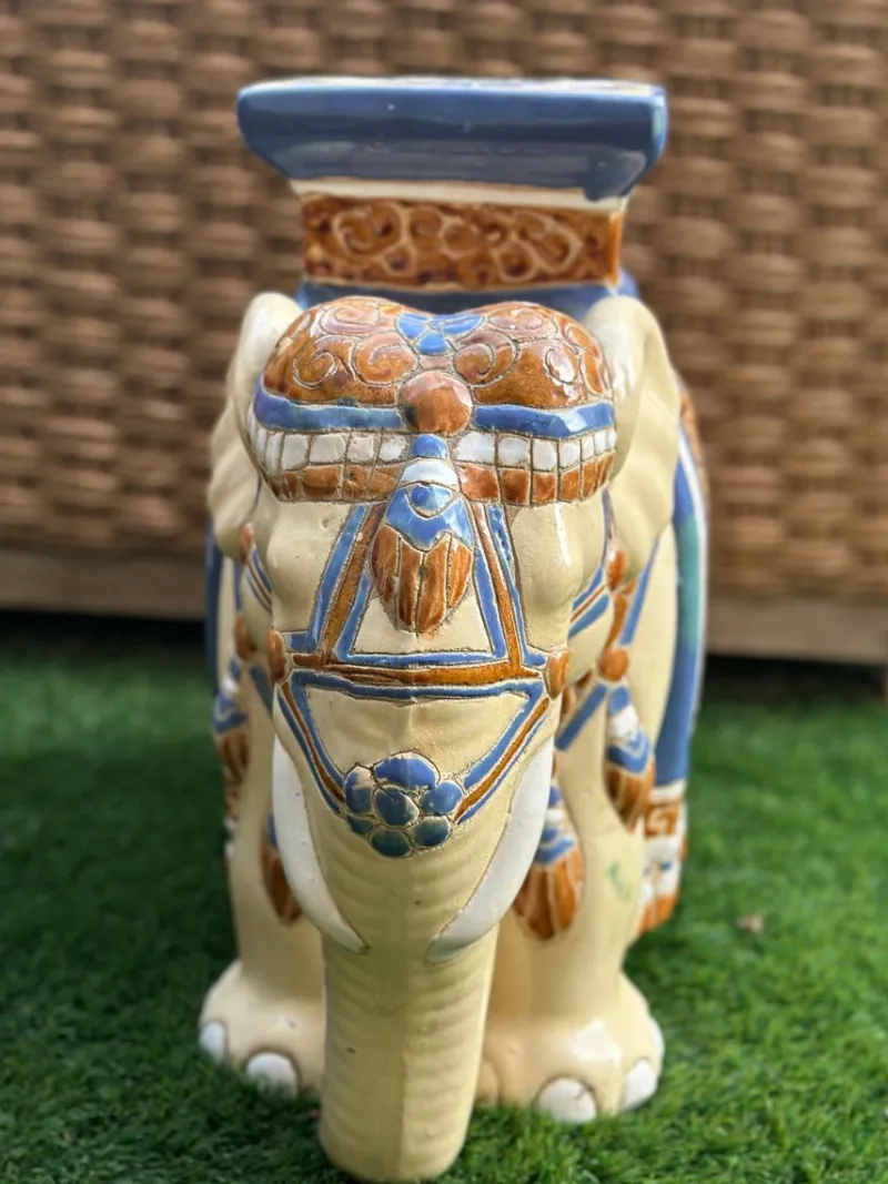 Pamono Glazed Ceramic Elephant, 1970s> Garden Accessories