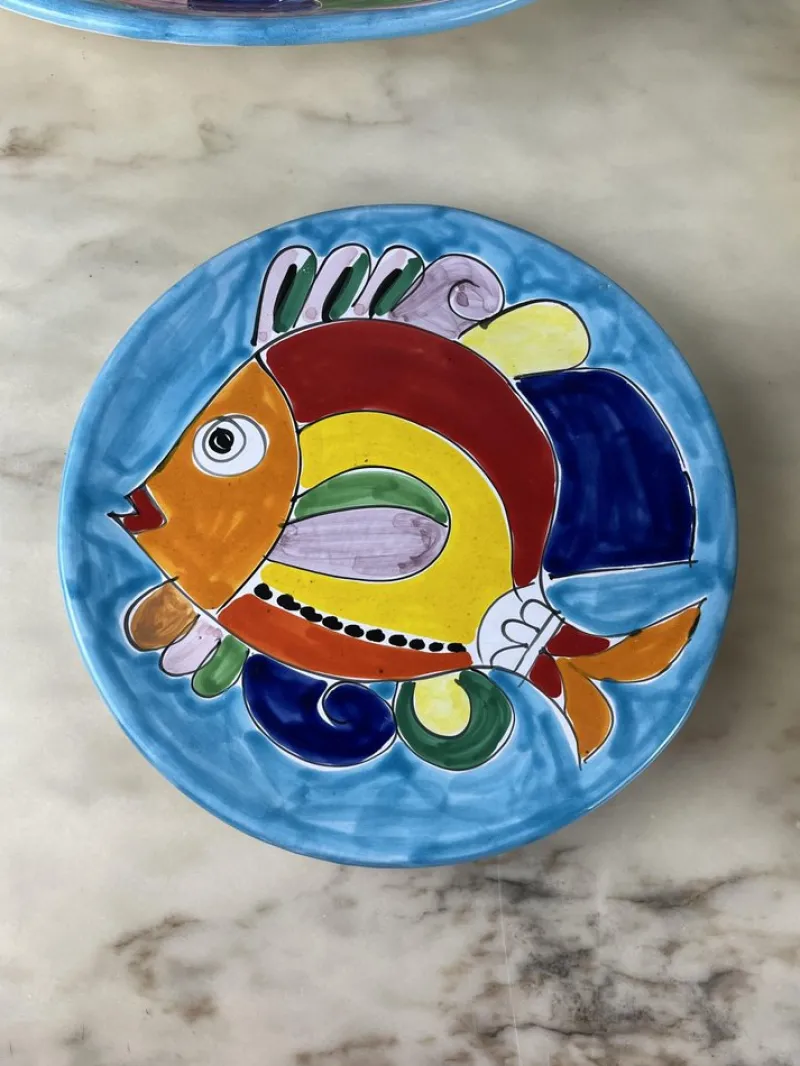 Pamono Glazed Ceramic Plates from La Musa, Italy, 1980s, Set of 4> Dinner Plates & Bowls