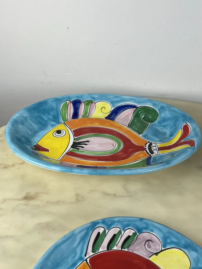 Pamono Glazed Ceramic Plates from La Musa, Italy, 1980s, Set of 4> Dinner Plates & Bowls
