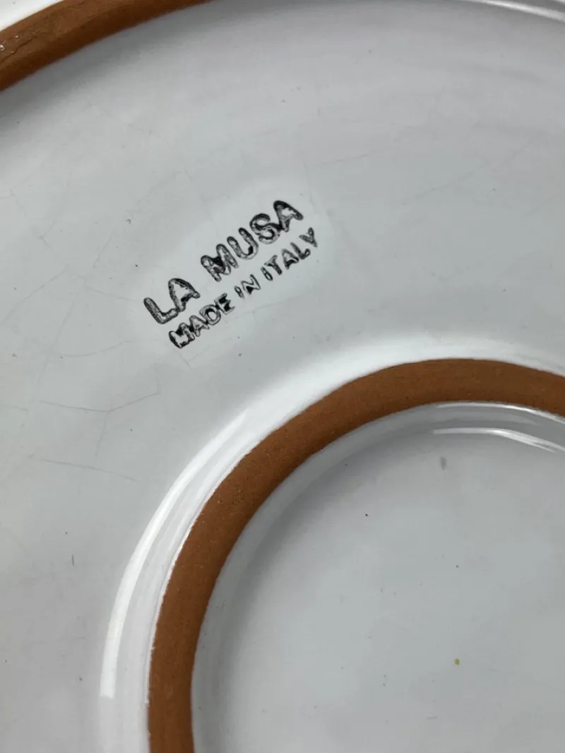 Pamono Glazed Ceramic Plates from La Musa, Italy, 1980s, Set of 4> Dinner Plates & Bowls