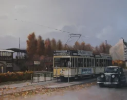 New Pamono Günter Fischer, Spandau West Station in Berlin, 20th Century, Oil on Canvas, Framed