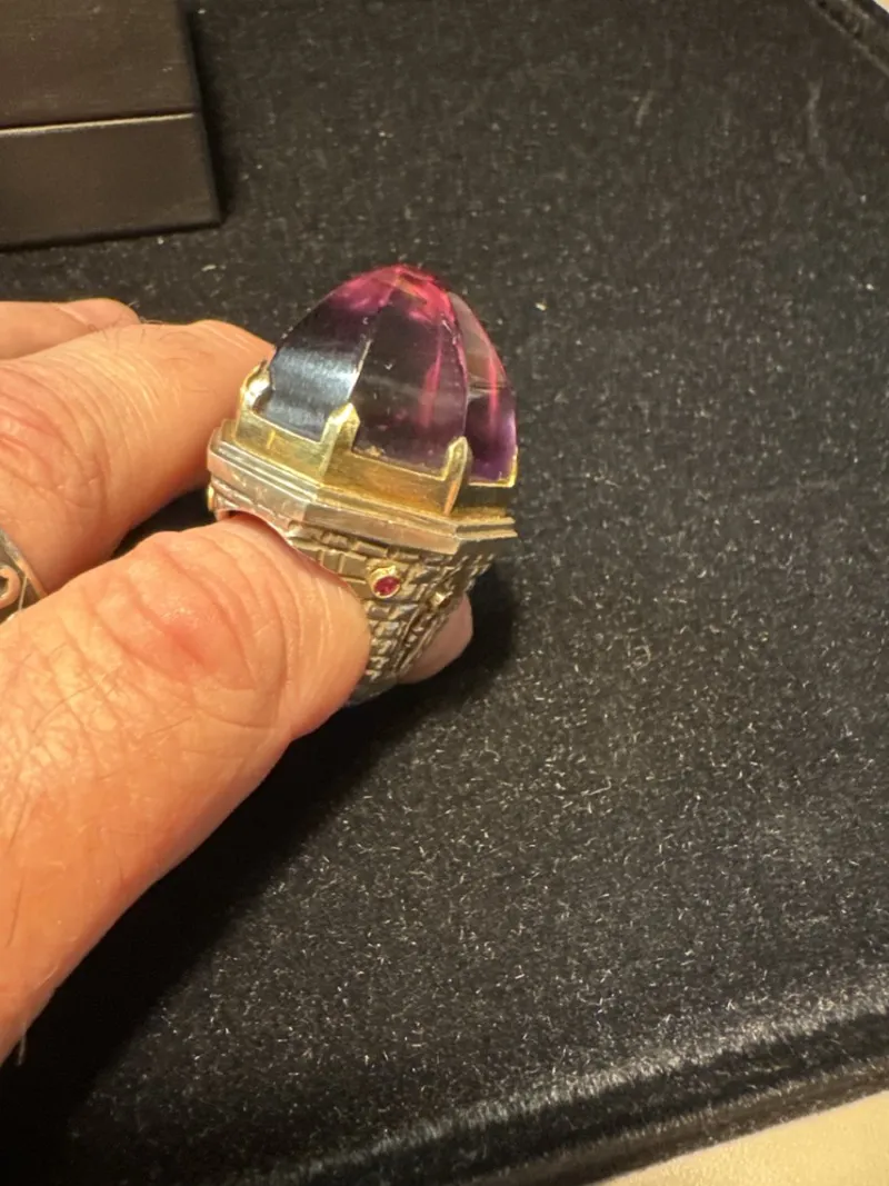 Sale Pamono Gold - Silver and Large Amethyst Ring Palazzo Ii Model from Jean Boggio