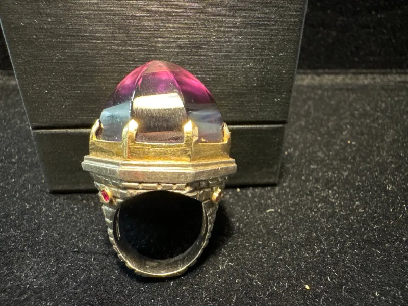 Sale Pamono Gold - Silver and Large Amethyst Ring Palazzo Ii Model from Jean Boggio