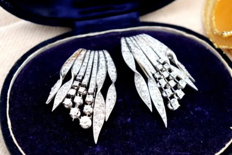 Hot Pamono Gold and Platinum Brooches, Set of 2