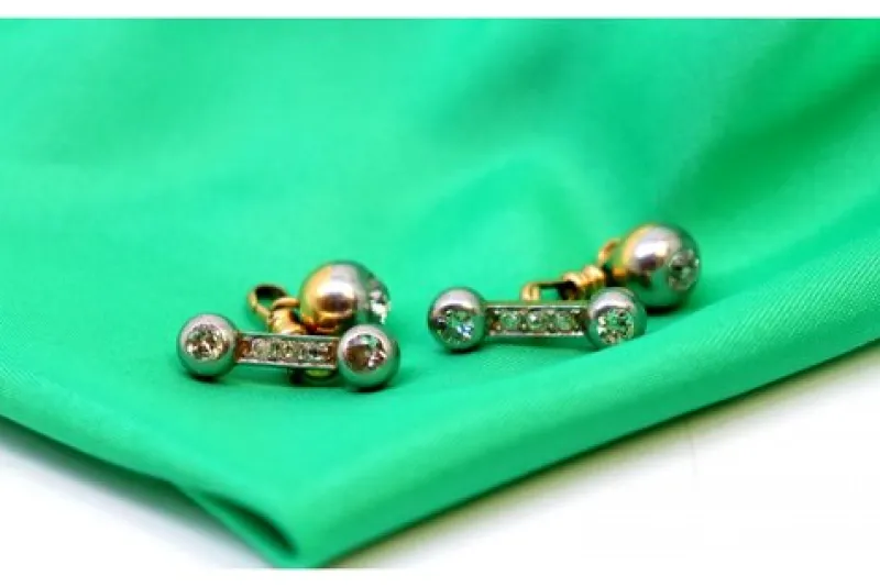 Pamono Gold and Platinum Cufflinks with Brilliant-Cut Diamonds, Set of 2> Cufflinks