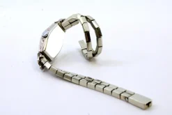 Pamono Gold and Platinum Watch with Cut-Out Case, Brilliant-Cut Diamonds and Double Parallel Bracelet><noscript><img width=