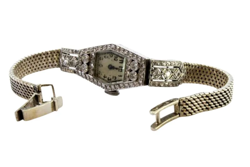 Sale Pamono Gold and Platinum Watch with Brilliant-Cut Diamonds