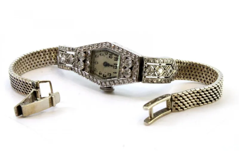 Sale Pamono Gold and Platinum Watch with Brilliant-Cut Diamonds