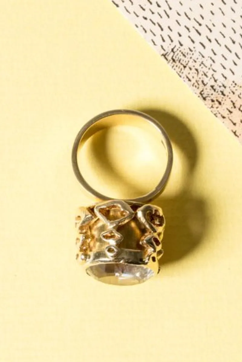 Pamono Gold and Rock Crystal Ring by Claës Giertta, 1965> Rings
