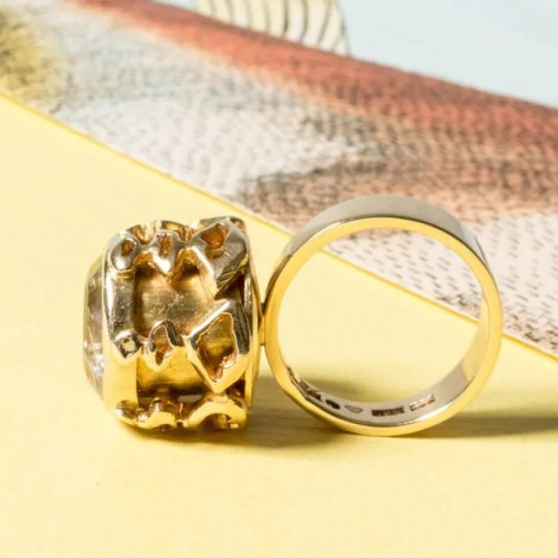 Pamono Gold and Rock Crystal Ring by Claës Giertta, 1965> Rings