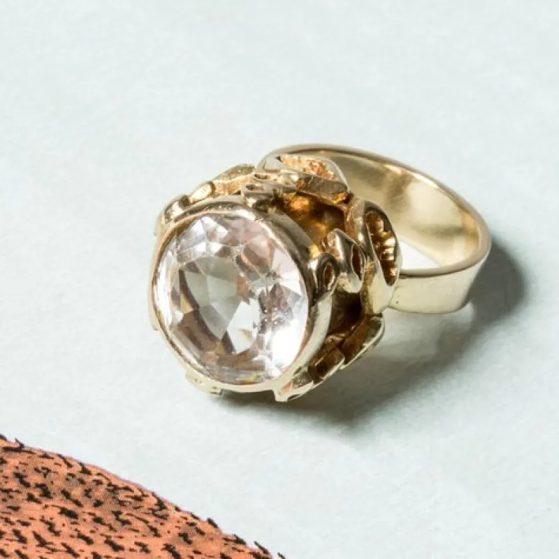 Pamono Gold and Rock Crystal Ring by Claës Giertta, 1965> Rings