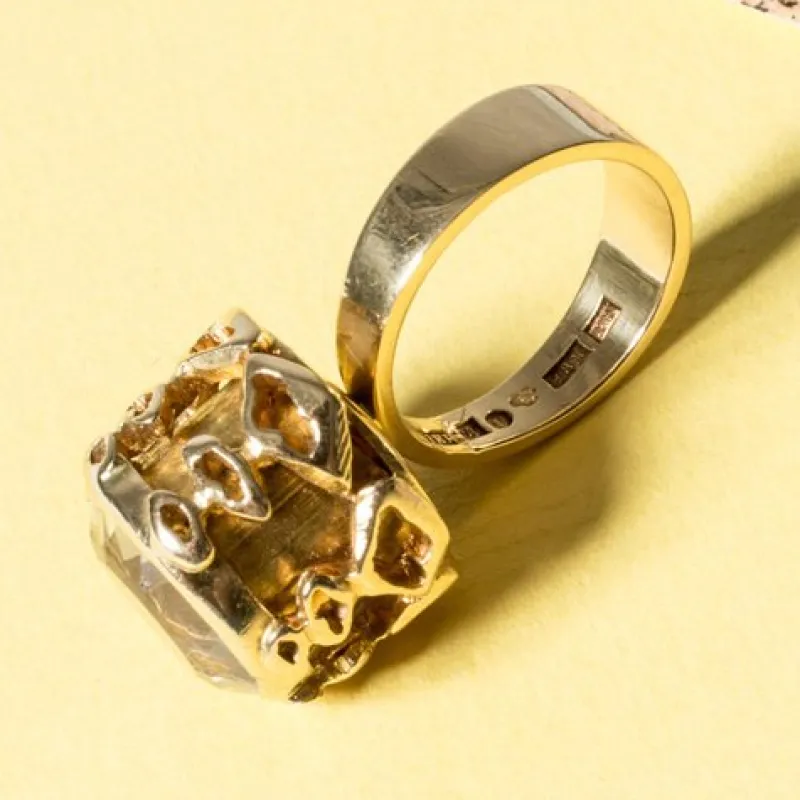 Pamono Gold and Rock Crystal Ring by Claës Giertta, 1965> Rings