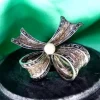 Clearance Pamono Gold and Silver Bow-Shaped Brooch with Diamond Flakes