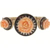 Hot Pamono Gold and Silver Bracelet with Rose Corals, Onyx and Diamond