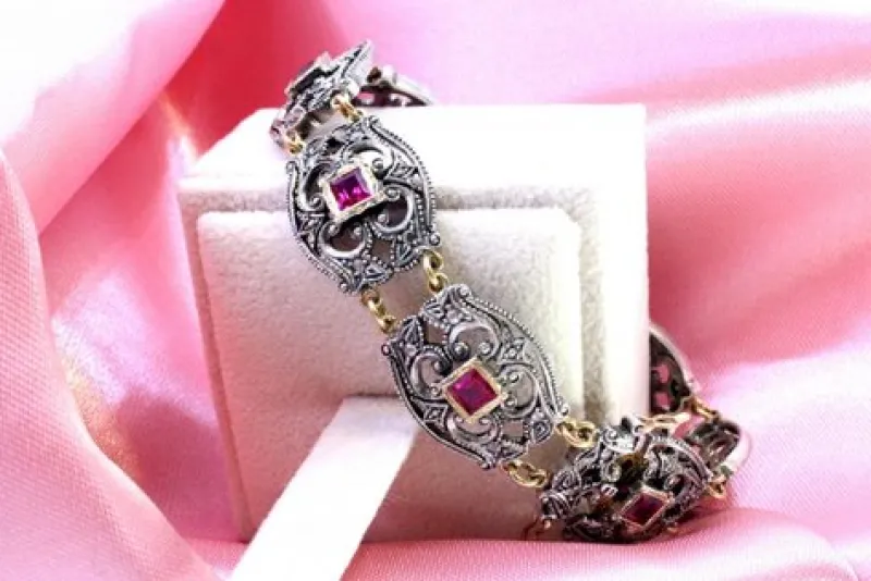 Online Pamono Gold and Silver Bracelet with Diamond Chips