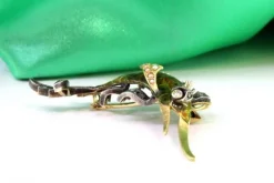 Online Pamono Gold and Silver Brooch with Diamond Flakes and Enamel