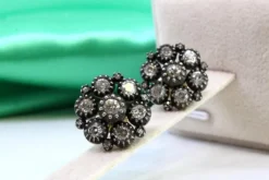 Pamono Gold and Silver Earrings with Rose Cut Diamonds and Chips, Set of 2><noscript><img width=