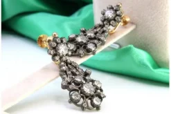 Pamono Gold and Silver Earrings with Rhinestones, Set of 2