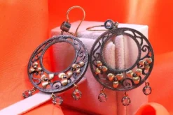 Online Pamono Gold and Silver Earrings with Three Pendants,Set of 2