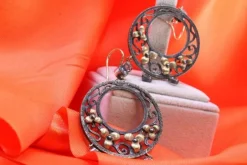Online Pamono Gold and Silver Earrings with Three Pendants,Set of 2