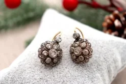 Pamono Gold and Silver Earrings with Diamonds, Set of 2