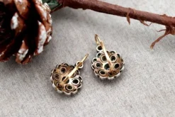 Pamono Gold and Silver Earrings with Diamonds, Set of 2