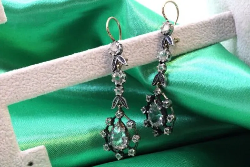 Hot Pamono Gold and Silver Earrings with Zirconias and Floral Applications, Set of 2