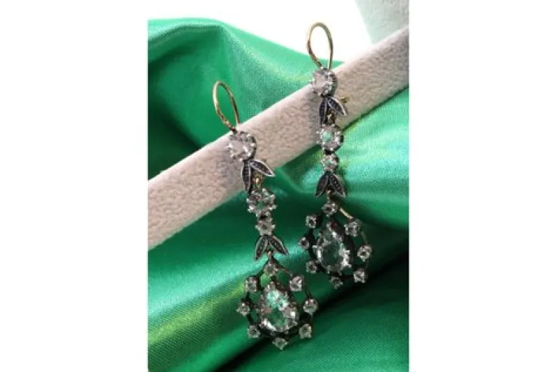 Hot Pamono Gold and Silver Earrings with Zirconias and Floral Applications, Set of 2