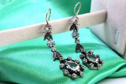 Hot Pamono Gold and Silver Earrings with Zirconias and Floral Applications, Set of 2