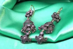 Pamono Gold and Silver Earrings with Diamond Chips, Set of 2> Earrings