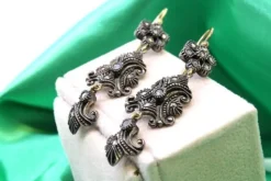 Pamono Gold and Silver Earrings with Diamond Chips, Set of 2><noscript><img width=