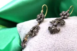 Pamono Gold and Silver Earrings with Diamond Chips, Set of 2><noscript><img width=