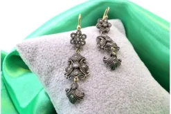 Pamono Gold and Silver Earrings with Diamond Chips, Set of 2><noscript><img width=
