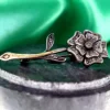 Hot Pamono Gold and Silver Flower-Shaped Brooch with Diamond Chips