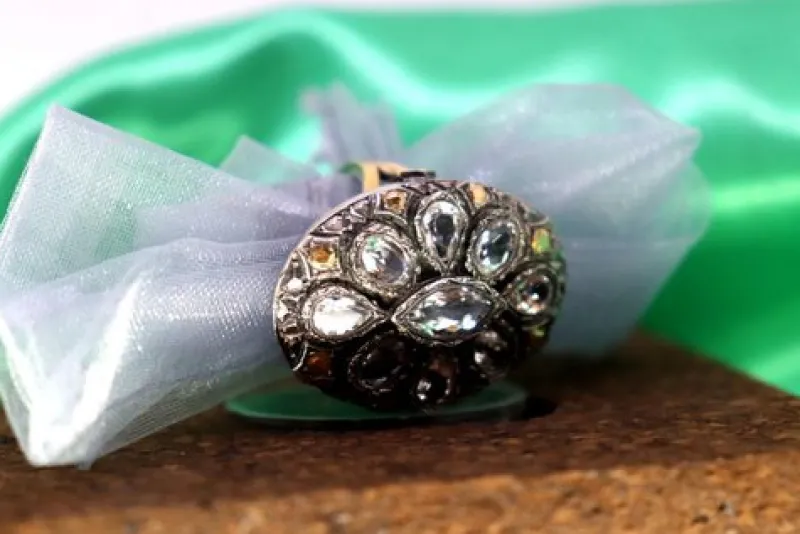 Pamono Gold and Silver Ring with Teardrop and Pear Cut Zirconias> Rings