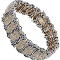 Hot Pamono Gold Bracelet with Blue Sapphires and Diamonds