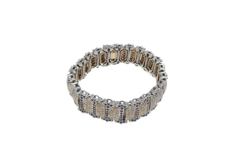 Hot Pamono Gold Bracelet with Blue Sapphires and Diamonds