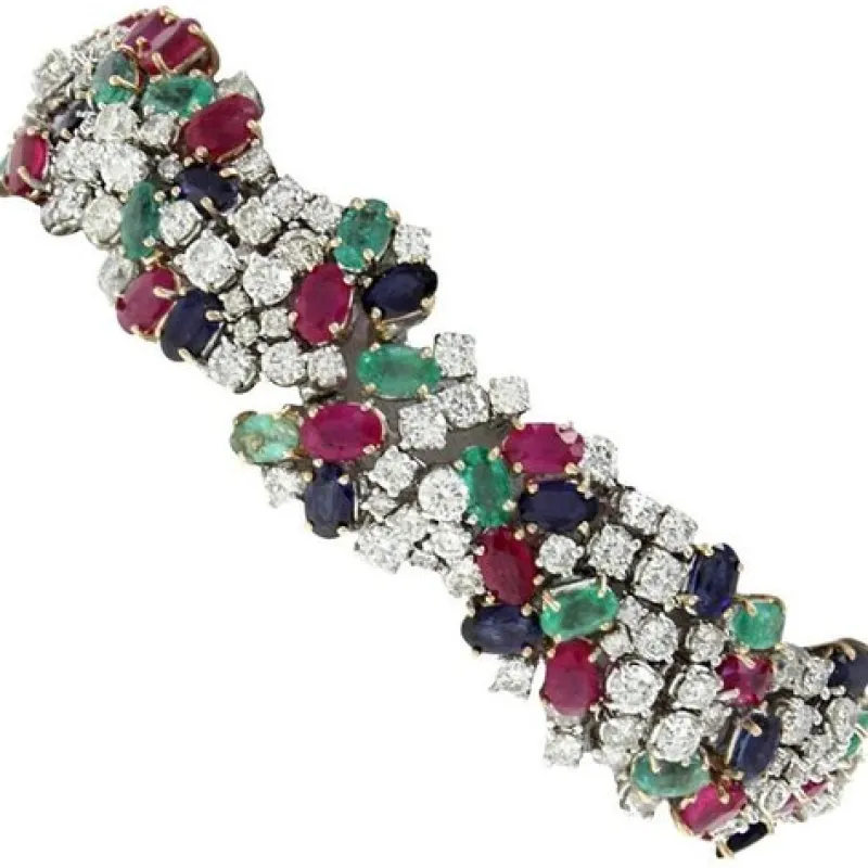 Best Pamono Gold Bracelet with Diamonds, Ruby, Sapphire & Emerald