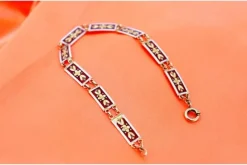 Pamono Gold Bracelet with Enamels and Raised Floral Motifs