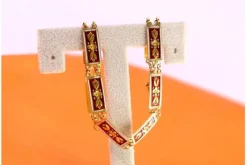 Pamono Gold Bracelet with Enamels and Raised Floral Motifs