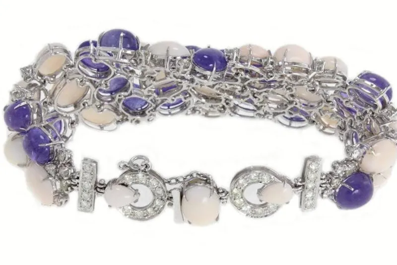 Pamono Gold Bracelet with Tanzanite and Diamond, 1970s> Bracelets
